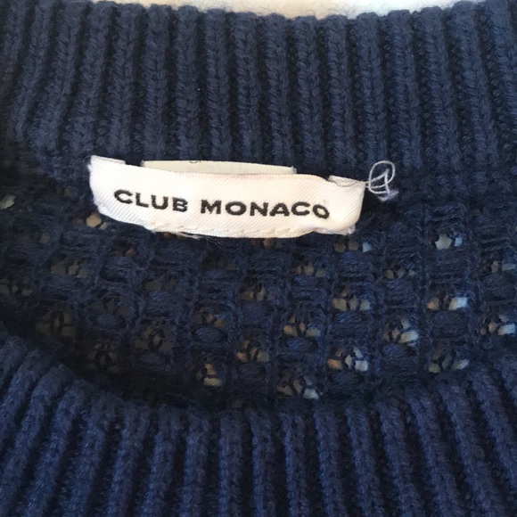 COPY - Club Monaco navy open knit shirt sleeve sweater - Picture 2 of 5